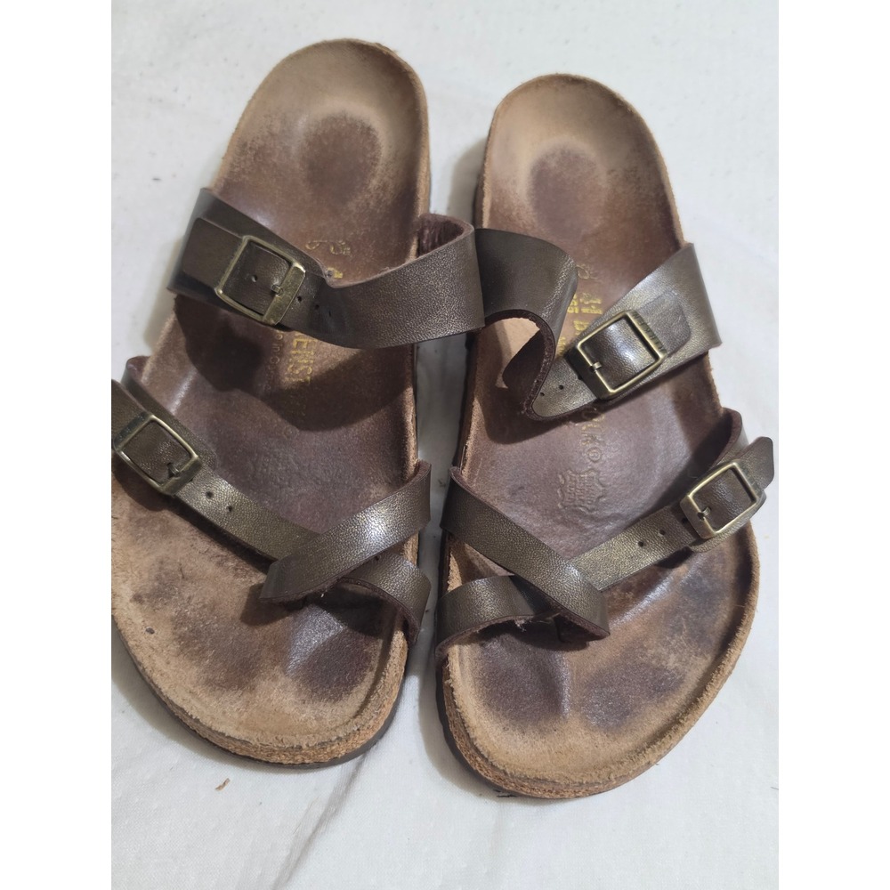 Birkenstock Mayari Bronze Brown Birko-Flor Sandals Womens 41 L10 M8 Toe Loop